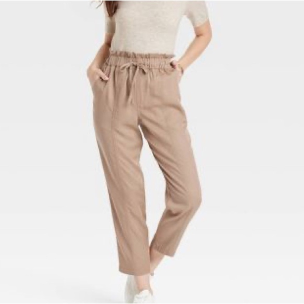 NWT A New Day Women's High-Rise Tapered Ankle Pull-On Joggers Brown - Size Small - Picture 2 of 7